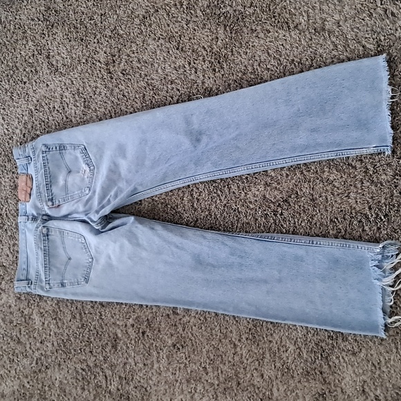 Thrashed Levis high waisted 501 Men's Distressed button fly denim blue jeans 32 - Picture 4 of 15